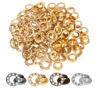 Mardatt Juego de 100 ojales de diamantes de imitación de 1/4 pulgadas, ojales de metal con diamantes de imitación, kit de ojales con arandela, perforadora para ropa, zapatos, manualidades (dorado)