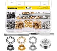 Mardatt Juego de 120 ojales de diamantes de imitación de 1/4 pulgadas, ojales de metal con diamantes de imitación, kit de ojales con arandela, perforadora para zapatos de ropa (oro/plata/negro/bronce)