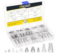 Mardatt Juego de 123 resortes de compresión cónicos de acero inoxidable de 10 tamaños, resortes cónicos de torre, compresión de cono cónico, resorte de retorno de presión cónico pequeño para