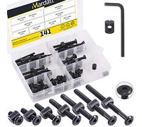 Mardatt Juego de 140 tornillos M6 de repuesto para cuna, tornillos hexagonales negros, tornillos de cuna y tuercas de barril, kit surtido M6 x 15/25/35/45/55/65/75 mm para muebles