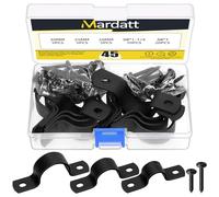 Mardatt Juego de 15 abrazaderas de correa de tubo de dos agujeros, 20 mm, 25 mm, 30 mm, abrazaderas rígidas de soporte en U con tornillos autorroscantes para fijación de tuberías, color negro