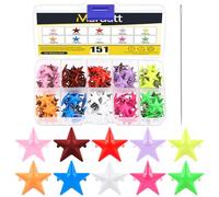 Mardatt Juego de 151 tachuelas de estrella de metal coloridas, tachuelas de estrella de cinco puntas, remaches punk con aguja de ojo grande para bricolaje, cuero, ropa, bolsa, zapatos