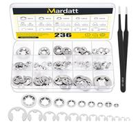 Mardatt Juego de 237 lavadoras de bloqueo de estrella de acero inoxidable y clasificación de clip electrónico, lavadoras de bloqueo de velocidad rápida (M2-M12), anillos de retención externa con clip