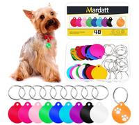 Mardatt Juego de 40 etiquetas en blanco de aluminio con kit de llavero, 10 colores redondos de estampación en blanco, discos en blanco grabados, etiquetas de perro para mascotas, para manualidades