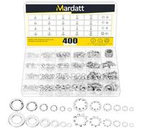 Mardatt Juego de 400 arandelas de bloqueo de acero inoxidable 304, arandelas internas de bloqueo de estrella de dientes externos (métricas)
