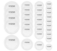 Mardatt Juego de 50 insignias de botón transparentes de 4 tamaños con alfiler, 25/38/45/60 mm, acrílico redondo, con botones en blanco, suministros de Navidad, regalo para festivales de Navidad