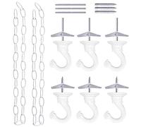 Mardatt Juego de 6 ganchos para colgar en el techo blanco con cadenas, ganchos de 1.5 pulgadas con hardware y cadenas de extensión de 36 pulgadas para colgar plantas, lentes, cestas para interiores o