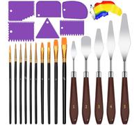 Mardatt Juego de cuchillos de pintura con paleta, juego de 21 cuchillos de paleta, juego de cuchillos de pintura, pinceles de pintura, pinceles acrílicos, espátula de pintor, plástico para pintura al