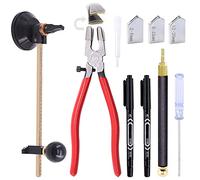 Mardatt Juego de herramientas de corte de vidrio, incluye cortador de vidrio circular ajustable, cortadores de vidrio y marcadores para espejos, azulejos y mosaicos