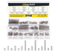Mardatt M361 - Juego surtido de resortes de compresión de 15 tamaños, mini resortes de acero inoxidable con caja de alambre de diámetro 0,6 mm, 0,8 mm, 1 mm, diámetro exterior de 8 mm, 9 mm, 9,5 mm,