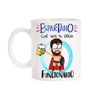 MardeTé Taza Espartano cual será tu Oficio, Funcionario. Taza Regalo para opositor, Estudiante, Trabajador, alumno.