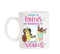 MardeTé Taza Vamos de Princesas Pero bebemos más Que los Vikingos. Taza Divertida de Amigas bebedoras de Regalo chulo.