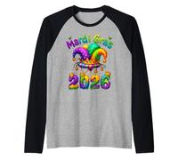 Mardi Gras 2026 Bufón Feliz Carnaval Mardi Gras Hombres Mujeres Camiseta Manga Raglan