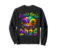 Mardi Gras 2026 Bufón Feliz Carnaval Mardi Gras Hombres Mujeres Sudadera