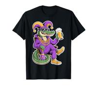 Mardi Gras Alligator Beer Bufón Cajun Cocodrie Krewes Gator Camiseta