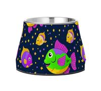 Mardi Gras Carnival Fish Star - Cuencos para perros, antideslizantes, de acero inoxidable, para gatos, cuencos básicos para perros de alimentación lenta, alivio de bigotes
