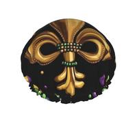 Mardi Gras Carnival - Gorro de ducha impermeable reutilizable para mujer, cubierta elástica para el cabello, para baño, spa, viajes y uso diario