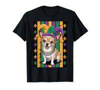 Mardi Gras Chihuahua Perro Bufón NOLA Desfile Cajun Puppy Camiseta