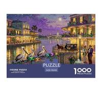 Mardi Gras en el Barrio francés de Nueva Orleans Puzzle De Madera Impermeable Puzzles De 1000 Piezas Regalos para Adultos Desafiante Y Estimulante Rompecabezas Decoración del Hogar