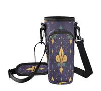 Mardi Gras Fleur De Lis - Bolsa de transporte para vaso de coche de 40 onzas, correa ajustable y bolsillo con cremallera, ligera para senderismo, camping, b, Talla única, Organizador de bolsas
