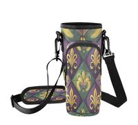 Mardi Gras Fleur De Lis - Bolsa de transporte para vaso de coche de 40 onzas, correa ajustable y bolsillo con cremallera, ligera para senderismo, camping, b, Talla única, Organizador de bolsas