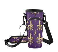 Mardi Gras Fleur De Lis - Bolsa de transporte para vaso de coche de 40 onzas, correa ajustable y bolsillo con cremallera, ligera para senderismo, camping, b, Talla única, Organizador de bolsas