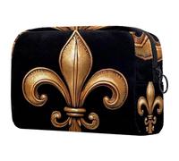 Mardi Gras Fleur De Lis Icon - Bolsa de maquillaje pequeña de viaje con cremallera, bolsa de aseo portátil, organizador de maquillaje para mujeres y niñas, Multicolor 08, 18.5x7.5x13cm/7.3x3x5.1in