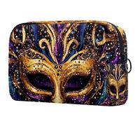 Mardi Gras Fleur De Lis Icon - Bolsa de maquillaje pequeña de viaje con cremallera, bolsa de aseo portátil, organizador de maquillaje para mujeres y niñas, Multicolor 09, 18.5x7.5x13cm/7.3x3x5.1in