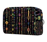 Mardi Gras Fleur De Lis Icon - Bolsa de maquillaje pequeña de viaje con cremallera, bolsa de aseo portátil, organizador de maquillaje para mujeres y niñas, Multicolor 07, 18.5x7.5x13cm/7.3x3x5.1in