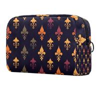 Mardi Gras Fleur De Lis Icon - Bolsa de maquillaje pequeña de viaje con cremallera, bolsa de aseo portátil, organizador de maquillaje para mujeres y niñas, Multicolor 06, 18.5x7.5x13cm/7.3x3x5.1in