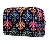 Mardi Gras Fleur De Lis Icon - Bolsa de maquillaje pequeña de viaje con cremallera, bolsa de aseo portátil, organizador de maquillaje para mujeres y niñas, Multicolor 02, 18.5x7.5x13cm/7.3x3x5.1in