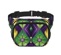 Mardi Gras Fleur De Lis - Riñonera de doble capa colorida en zigzag para hombres y mujeres, riñonera ajustable para viajes, senderismo, correr, ciclismo, festivales