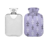 Mardi Gras Fleur De LYS - Botella de agua caliente con tapa, bolsa de agua caliente de 1 litro, compresa fría y caliente, alivio del dolor de cuello y hombros