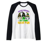 Mardi Gras Gnomes Wanna Have Fun For Women and Girls Trip Camiseta Manga Raglan