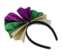 Mardi Gras Headband Bow, Oversized Sequin Bows Carnival Headband, Mardi Gras Carnival Headband, Birthday Halloween Festival Costume Hair Accessories for Girls, 9.45x9.84 Inches