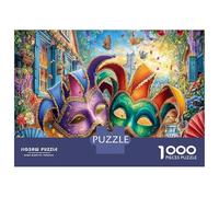 Mardi Gras Masks Challenging 1000 Piece Jigsaw Puzzle, Vibrant Festive Fantasy Design Decorative Game Gifts for Families and Boys Girls 70x50cm/1000pcs