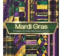 Mardi Gras Scrapbook Paper Craft Pad: 10 Festival Designs, 20 Double-Side Sheets Printed on 8.5"x8.5" Size Paper With Premium Full Color. Perfect for ... Decoupage, Junk Journal, DIY Project Etc