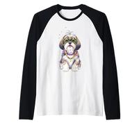 Mardi Gras Shih Tzu Perro Camiseta Manga Raglan