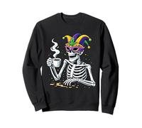 Mardi Gras Skeleton Bebiendo Café Nueva Orlean Luisiana Sudadera