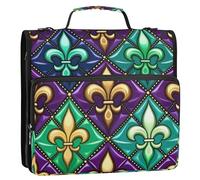 Mardi Gras2 - Carpeta de archivos con cremallera y anillas en D, organizador expandible con correa para el hombro y asa, carpetas de 3 anillos para cartera y funda
