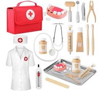 Mardo Maletin Medicos Juguete, Doctora Juguetes Niña con Real Estetoscopio, Maletín de Médico Portátil, Juguetes de Madera Adecuado Juego de Roles Juguetes niñas y niños 3 años