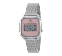 Marea B35363/2 Reloj Mujer - Digital LCD, Rosa, Caja Metal Plateado, Brazalete Acero, 3 ATM