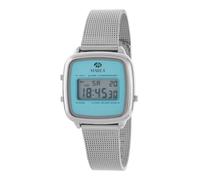 Marea B35363/3 Reloj Mujer - Digital LCD, Azul, Caja Metal Plateado, Brazalete Acero, 3 ATM