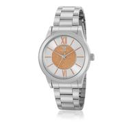 Marea B41355/1 - Reloj de Mujer con Movimiento Japonés de 3 Agujas, Caja Metálica de 36 mm, Brazalete de Acero, Esfera Plateada con Toques de Purpurina en Cobre