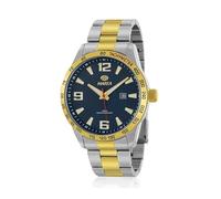 Marea Reloj de Pulsera para Hombre, Esfera Azul, Bicolor Oro y Plata, Taquímetro, Resistente al Agua