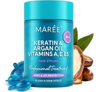 MAREE Suero para cabello dañado y dañado, cápsulas de aceite de queratina hidratante y estilizado con aceite de aguacate, jojoba y argán, suero para cabello, sin enjuague, vitaminas A, E