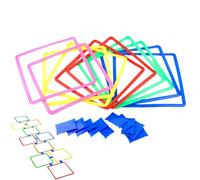 Marela exterior, Anillos de marela - Juego de anillos de marela - Ruta de obstáculos en el patio, cuadrados de 15 pulgadas con conectores y puf para, entrenamiento de agilidad de equilibrio