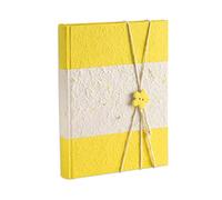 Mareli Álbum 23 x 30/30 Hojas de Papel de arroz Liso y Papel de arroz Floral con Cierre de botón y Cordel, Amarillo