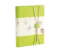 Mareli Álbum 23 x 30/30 Hojas de Papel de arroz Liso y Papel de arroz Floral con Cierre de botón y Cordel, Verde
