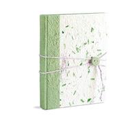Mareli Álbum 23 x 30/30 Hojas de Papel de arroz Liso y Papel de arroz Floral con Cierre de botón y Cordel, Verde